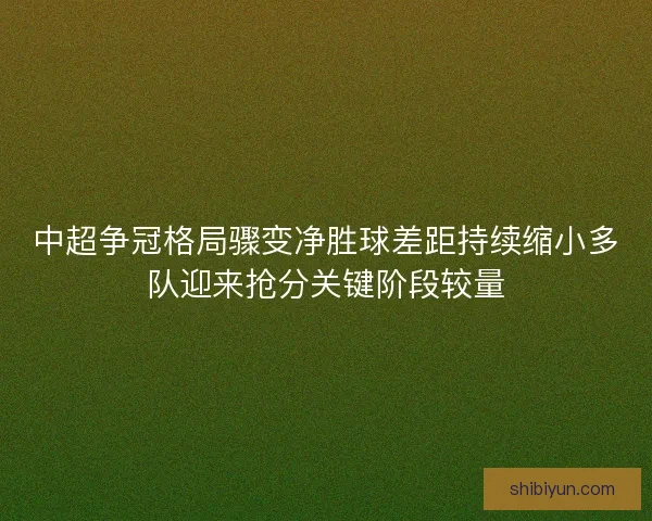 中超争冠格局骤变净胜球差距持续缩小多队迎来抢分关键阶段较量 中超争冠格局骤变净胜球差距持续缩小多队迎来抢分关键阶段较量