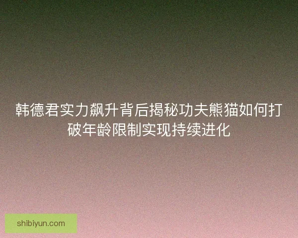 韩德君实力飙升背后揭秘功夫熊猫如何打破年龄限制实现持续进化