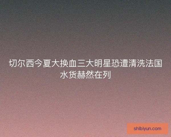 切尔西今夏大换血三大明星恐遭清洗法国水货赫然在列