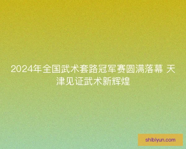 2024年全国武术套路冠军赛圆满落幕 天津见证武术新辉煌 2024年全国武术套路冠军赛圆满落幕 天津见证武术新辉煌